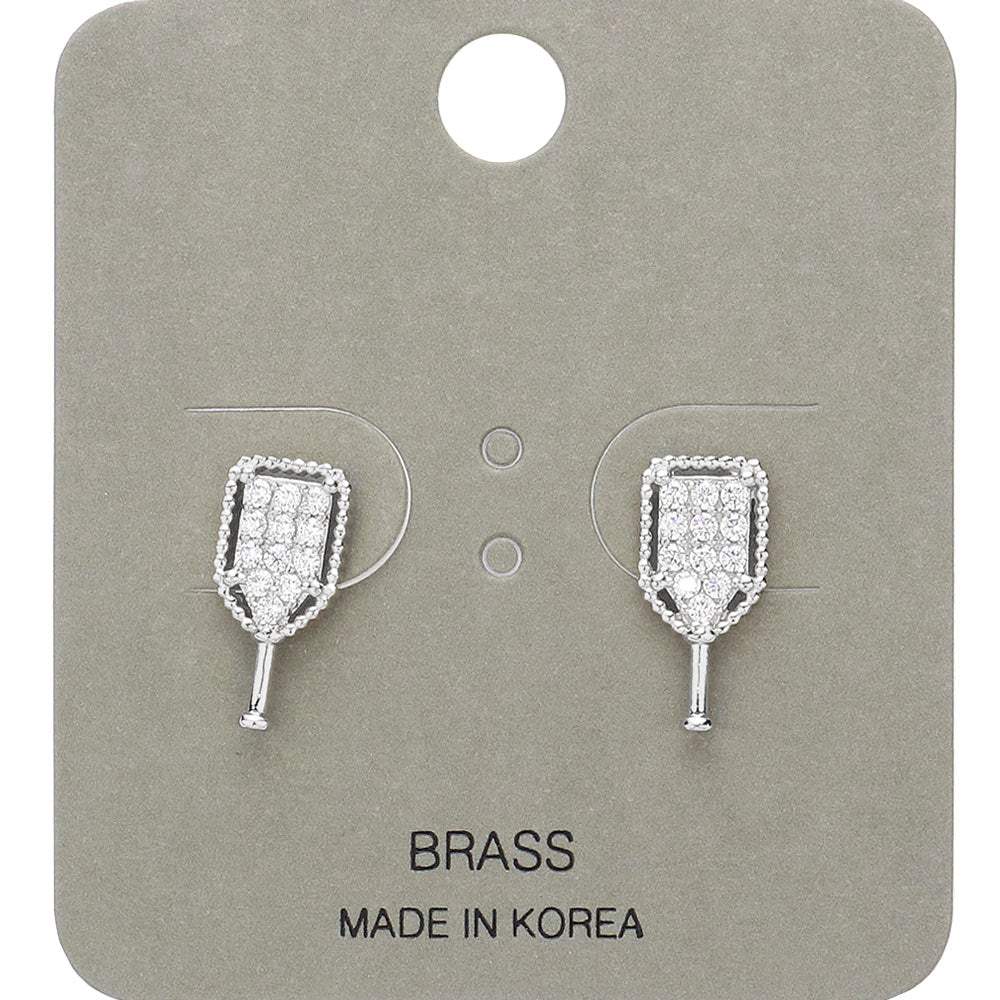 Stone Paved Pickleball Paddle Stud Earrings - Madeline Love - Flyclothing LLC