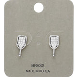 Stone Paved Pickleball Paddle Stud Earrings - Madeline Love - Flyclothing LLC
