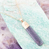 Straightaway Purple Amethyst Golden Necklace - Barse Jewelry