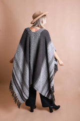 Stripe Bohemian Ruana Wrap - Boho Clothing and Accessories - Flyclothing LLC