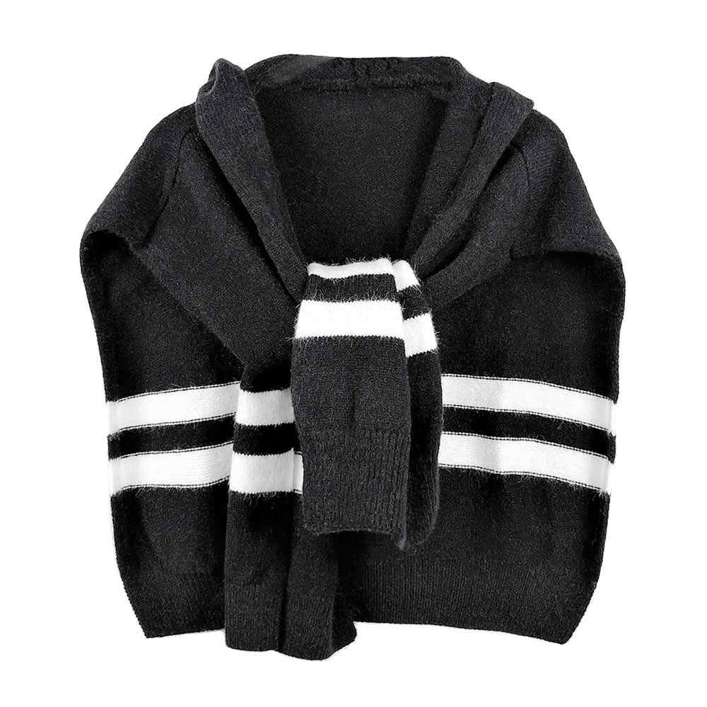 Striped Knit Hoodie Top - Madeline Love - Flyclothing LLC