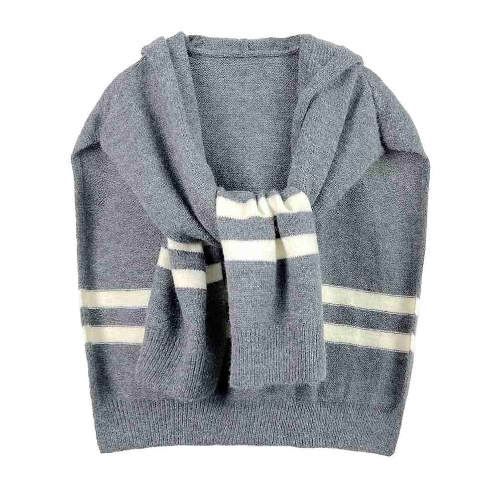 Striped Knit Hoodie Top - Madeline Love - Flyclothing LLC