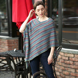 Striped Lurex Knitted Poncho - Madeline Love - Flyclothing LLC