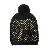 Studded Pom Beanie Hats - Madeline Love - Flyclothing LLC