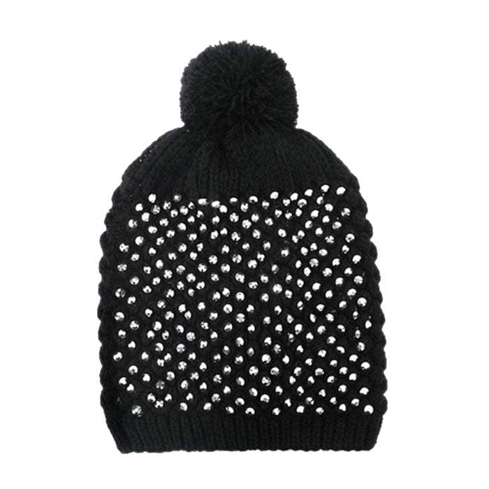Studded Pom Beanie Hats - Madeline Love - Flyclothing LLC