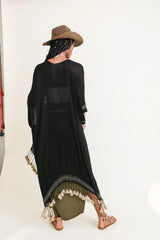Longline Tassel Border Kimono – Chic & Breezy