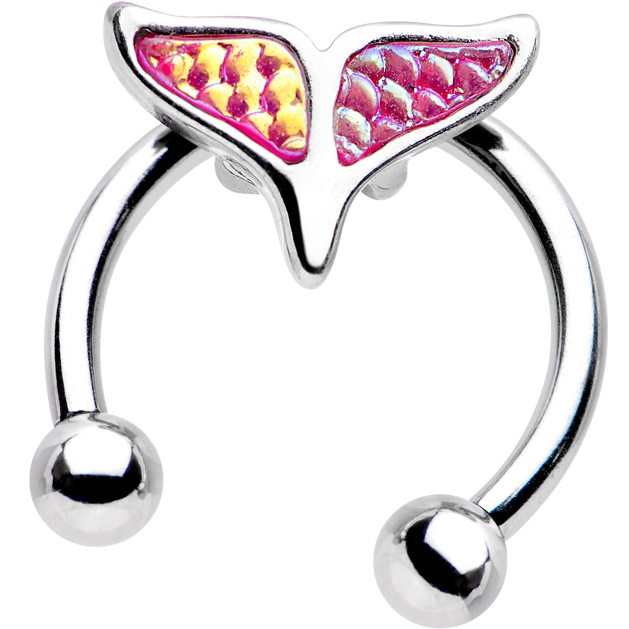 16G 5/16 Pink Mermaid Scale Tail Horseshoe Circular Barbell - BodyCandy - Flyclothing LLC