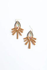 Suede Fringe Beaded Earrings - Boho Clothing and Accessories - Flyclothing LLC