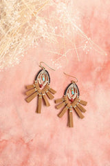 Suede Fringe Beaded Earrings - Boho Clothing and Accessories - Flyclothing LLC