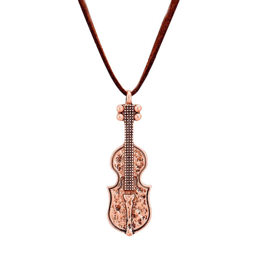 Suede Metal Guitar Pendant Necklace - Madeline Love - Flyclothing LLC