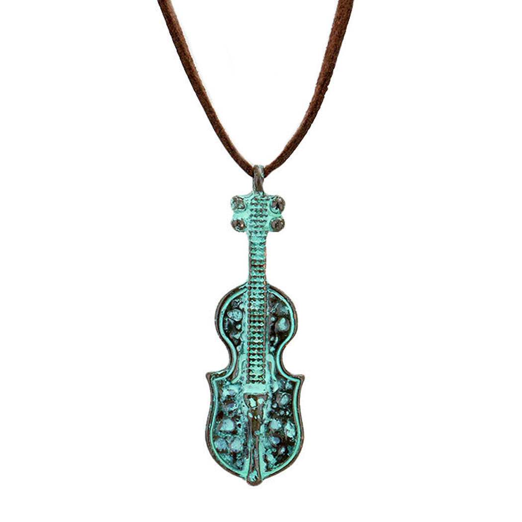 Suede Metal Guitar Pendant Necklace - Madeline Love - Flyclothing LLC
