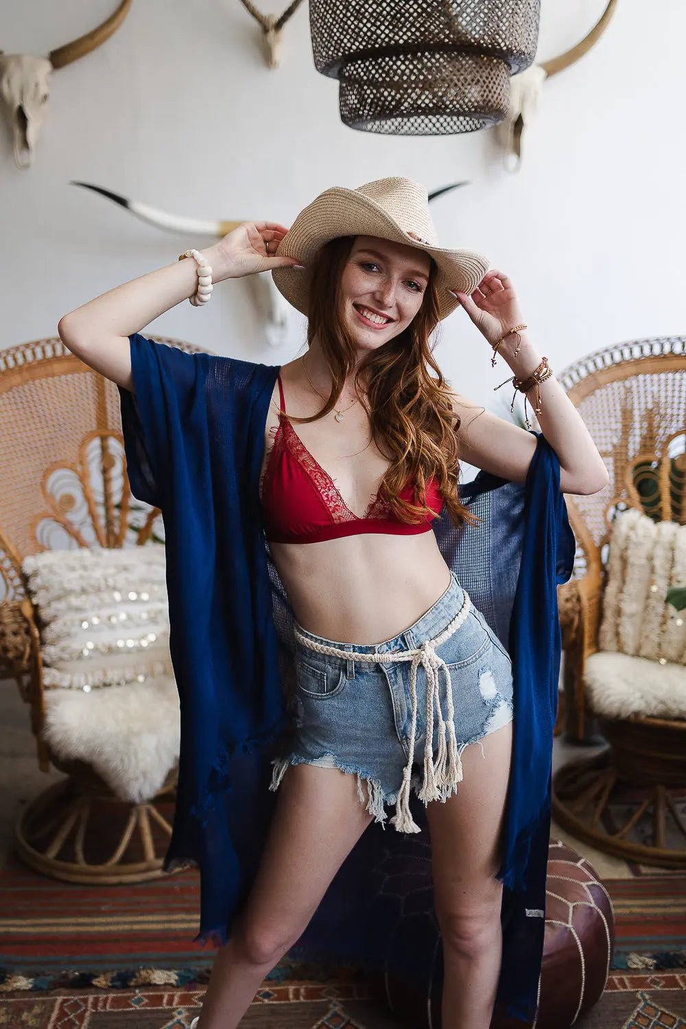 Summer Frayed Trim Kimono - Boho Clothing and Accessories - Flyclothing LLC