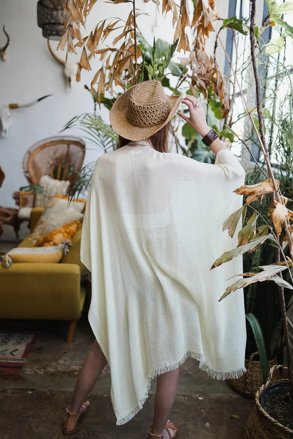 Summer Frayed Trim Kimono - Boho Clothing and Accessories - Flyclothing LLC