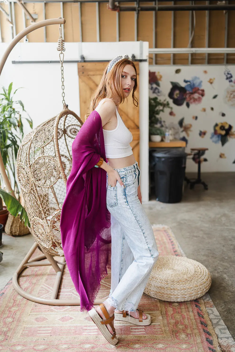 Summer Frayed Trim Kimono - Boho Clothing and Accessories - Flyclothing LLC