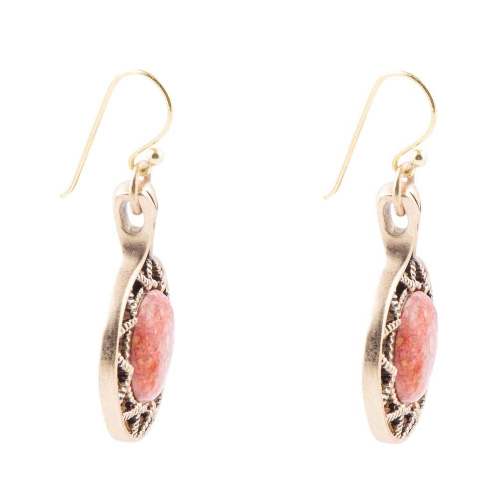 Sun Orange Sponge Coral Golden Drop Earrings - Barse Jewelry - Flyclothing LLC