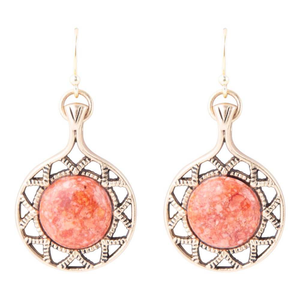 Sun Orange Sponge Coral Golden Drop Earrings - Barse Jewelry - Flyclothing LLC