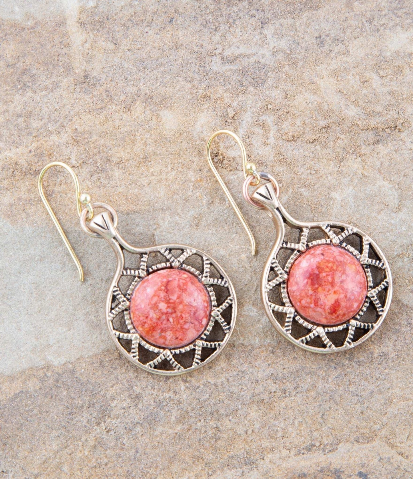 Sun Orange Sponge Coral Golden Drop Earrings - Barse Jewelry - Flyclothing LLC