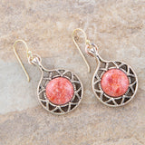 Sun Orange Sponge Coral Golden Drop Earrings - Barse Jewelry - Flyclothing LLC