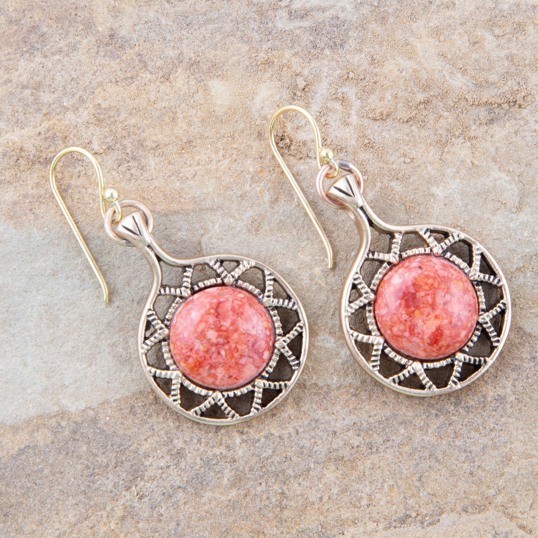 Sun Orange Sponge Coral Golden Drop Earrings - Barse Jewelry - Flyclothing LLC