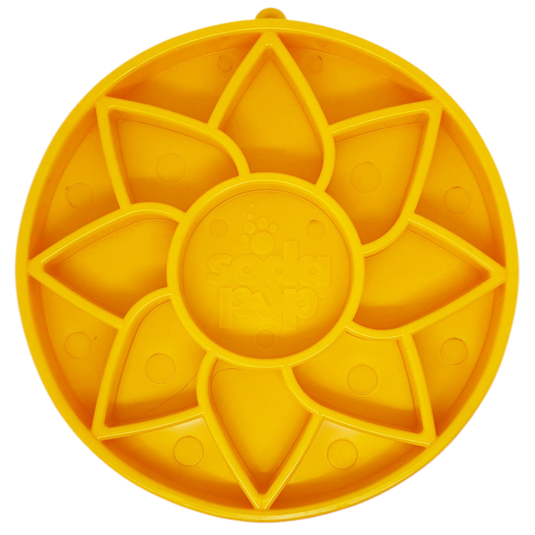 Sunflower Softie eTray Slow Feeder Dog Bowl | Soft Shallow Lick Mat | Yellow & Purple | USA Made - SodaPup/True Dogs, LLC - Flyclothing LLC