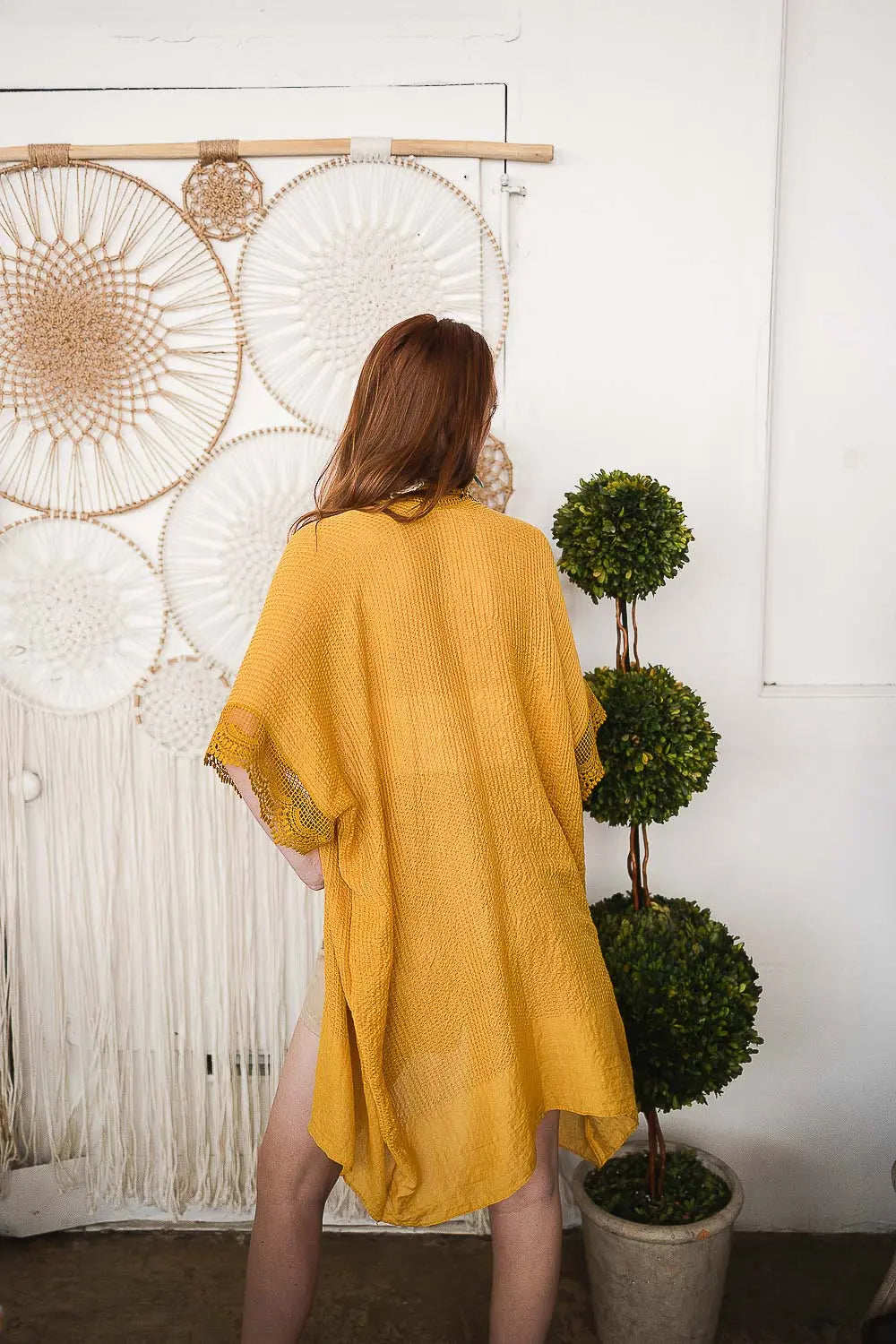 Sunshine Lace Trim Kimono - Boho Clothing and Accessories - Flyclothing LLC