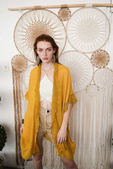 Sunshine Lace Trim Kimono - Boho Clothing and Accessories - Flyclothing LLC