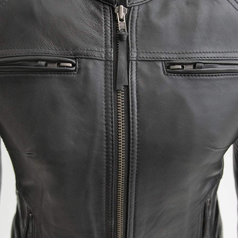 Supastar - Womens Motorcycle Leather Jacket - First Manufacturing Company - Flyclothing LLC