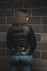 Supastar - Womens Motorcycle Leather Jacket - First Manufacturing Company - Flyclothing LLC