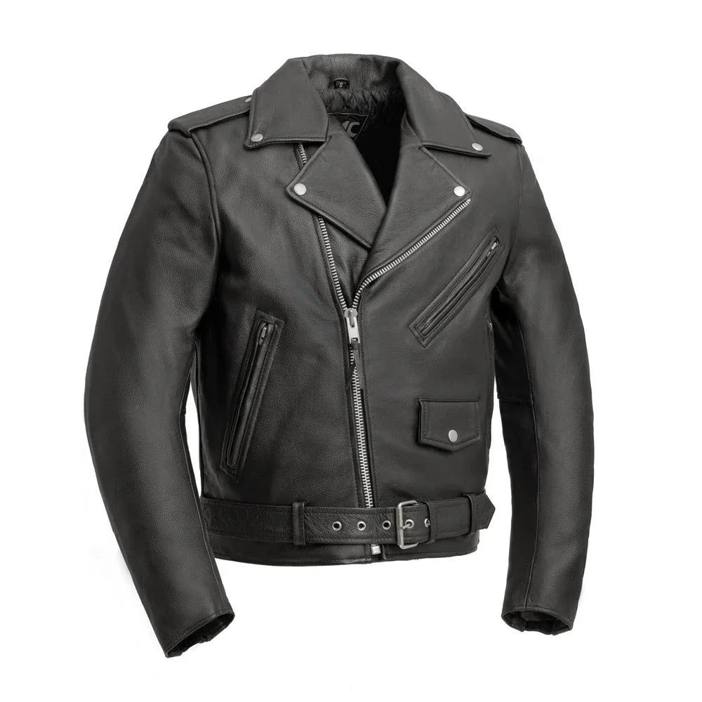 Superstar Men's Motorcycle Leather Jacket - First Manufacturing Company - Flyclothing LLC