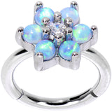 16G 5/16 Clear CZ Gem Blue Faux Opal Hinged Segment Ring - BodyCandy - Flyclothing LLC
