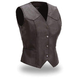 Sweet Sienna Women's Motorcycle Leather Vest - First Manufacturing Company - Flyclothing LLC