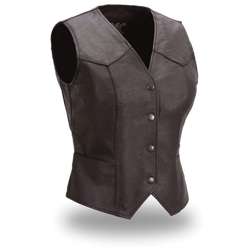 Sweet Sienna Women's Motorcycle Leather Vest - First Manufacturing Company - Flyclothing LLC