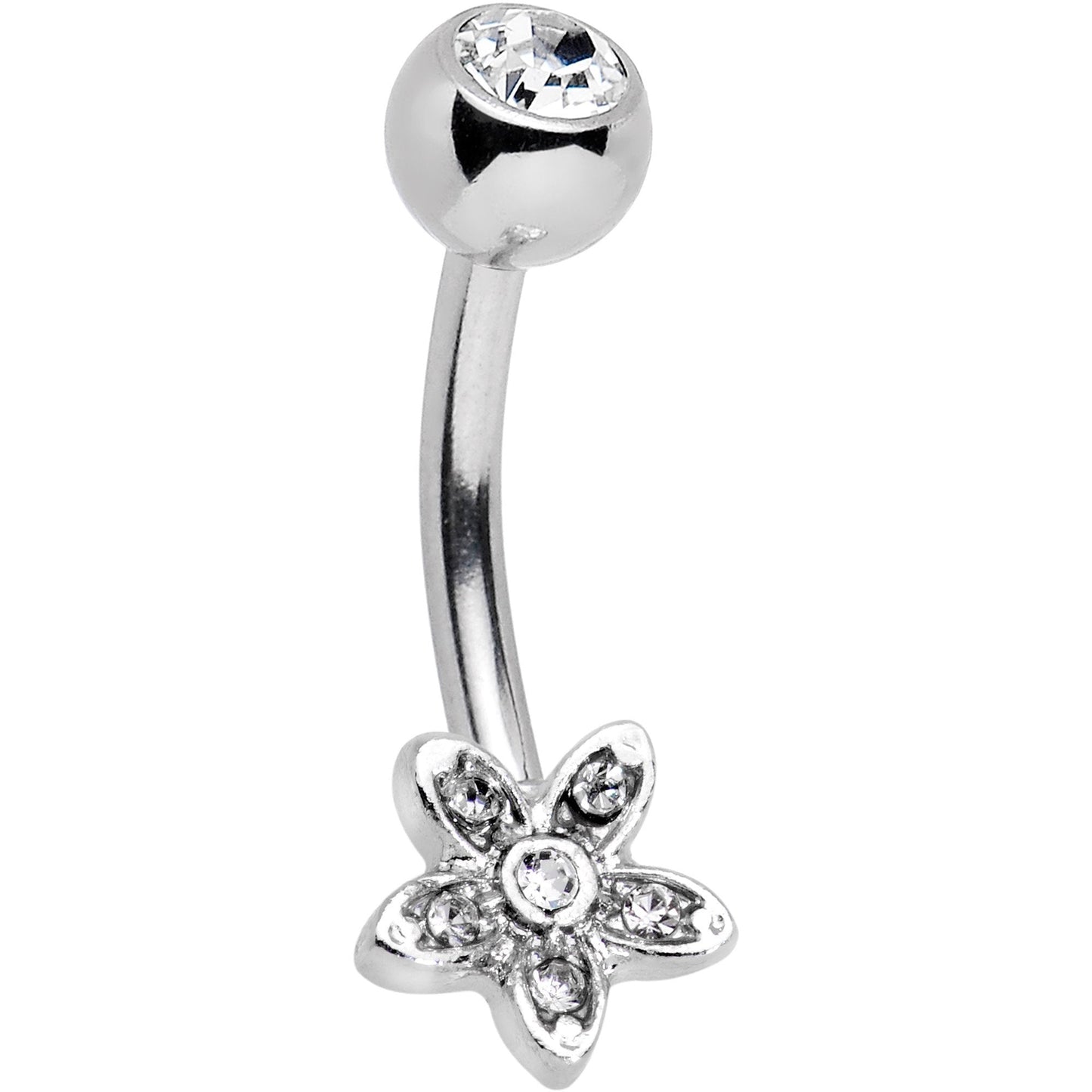 Clear Gem Field of Flowers Dangle Belly Ring - BodyCandy - Flyclothing LLC