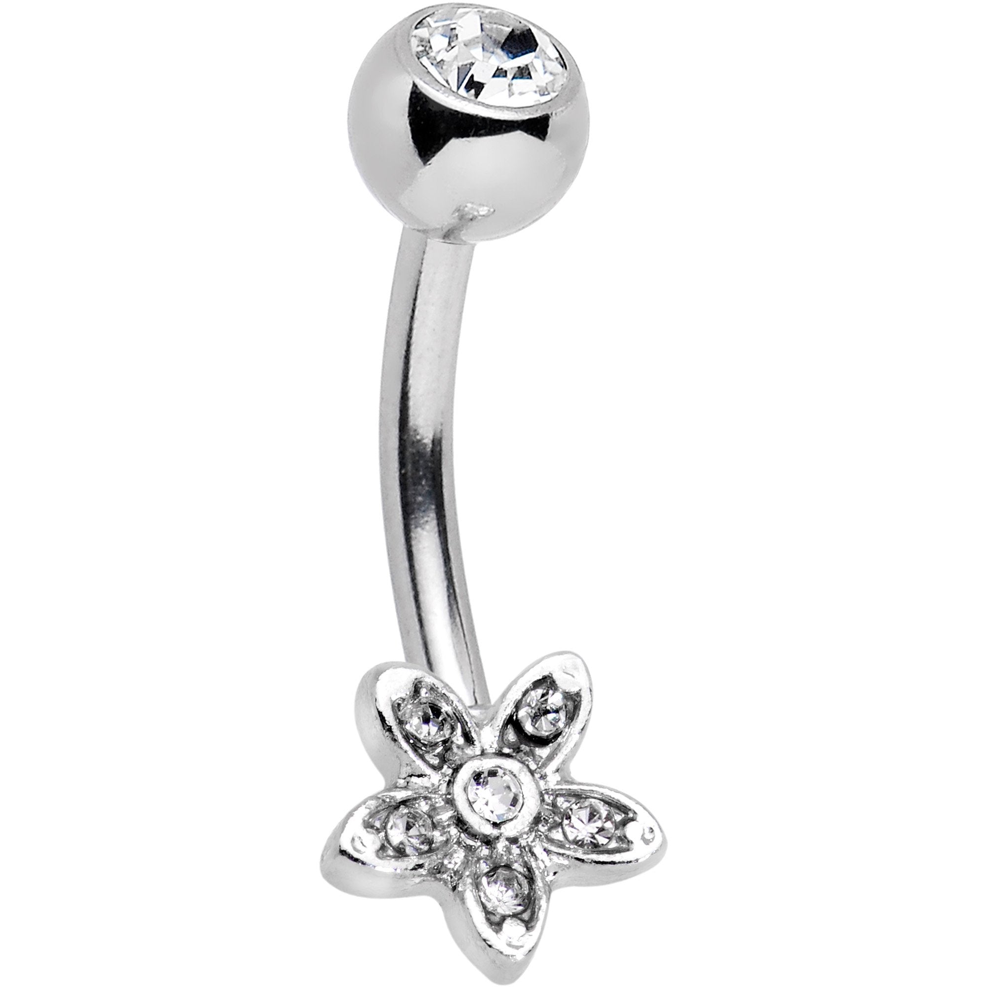 Clear Gem Field of Flowers Dangle Belly Ring - BodyCandy - Flyclothing LLC