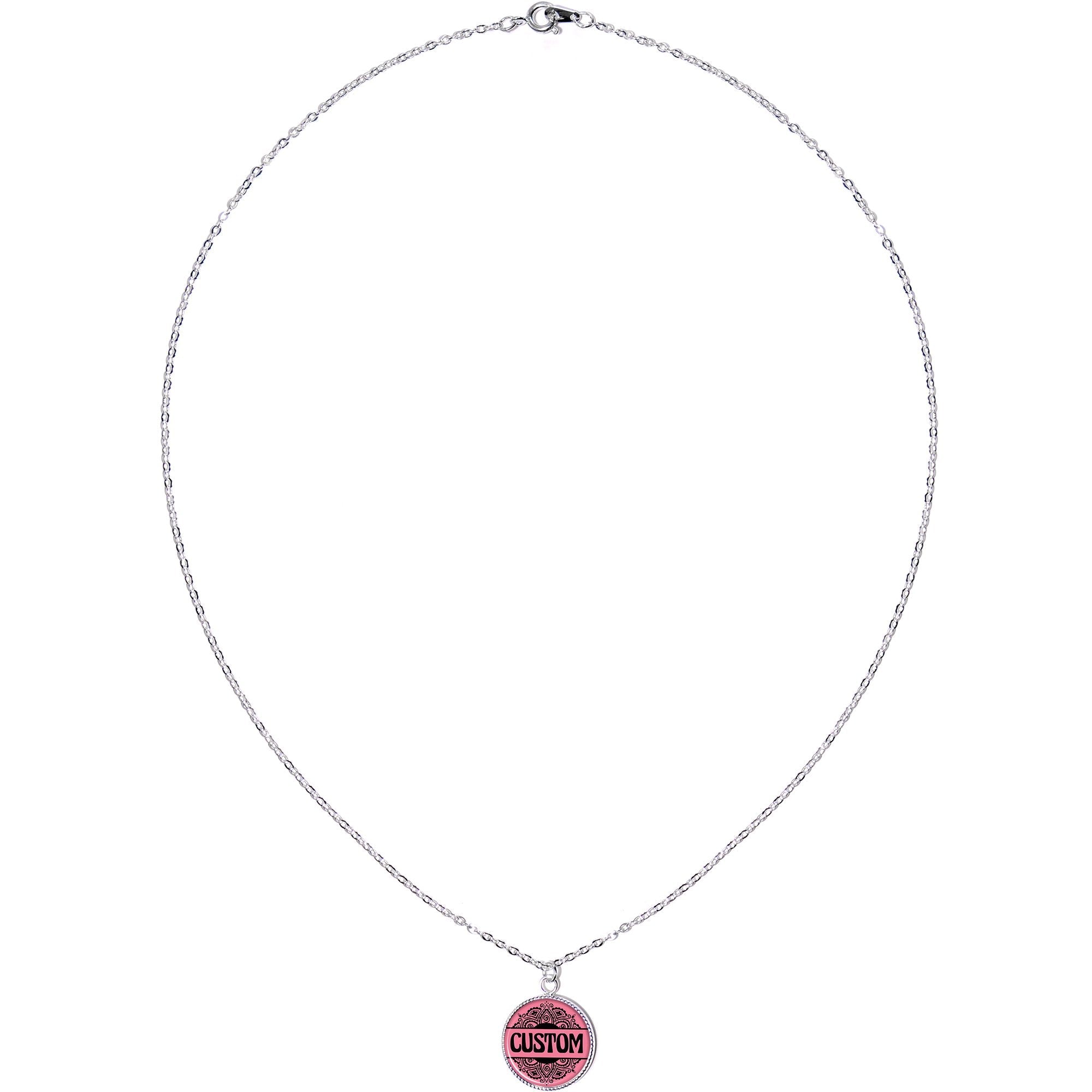 Custom Pink Mandala Personalized Name Silver Plated Chain Necklace - BodyCandy - Flyclothing LLC