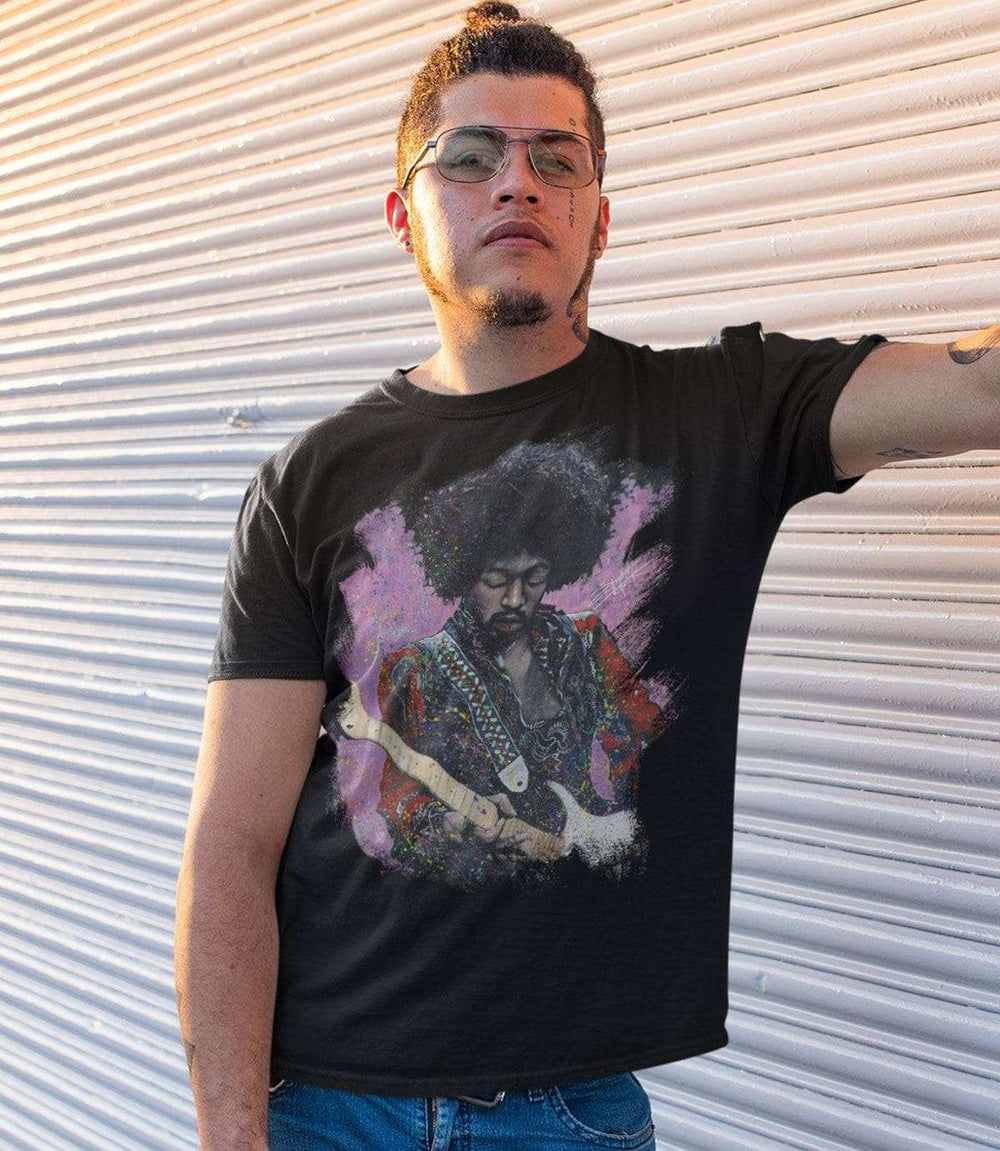 Jimi Hendrix Painted T-Shirt - Black - Get Down Art - Flyclothing LLC