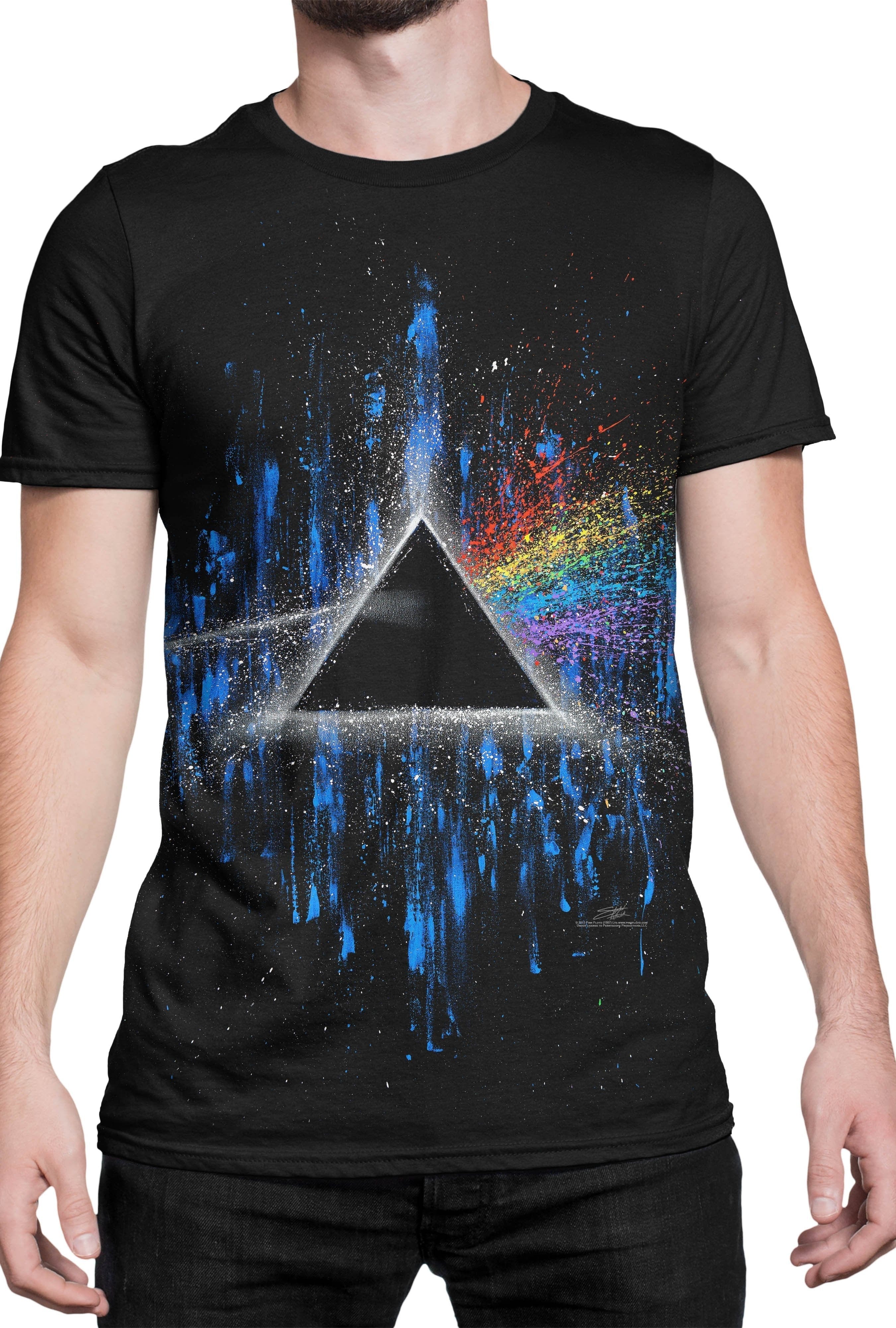 Pink Floyd Dark Side of the Moon Splatter T-Shirt - Black - Get Down Art