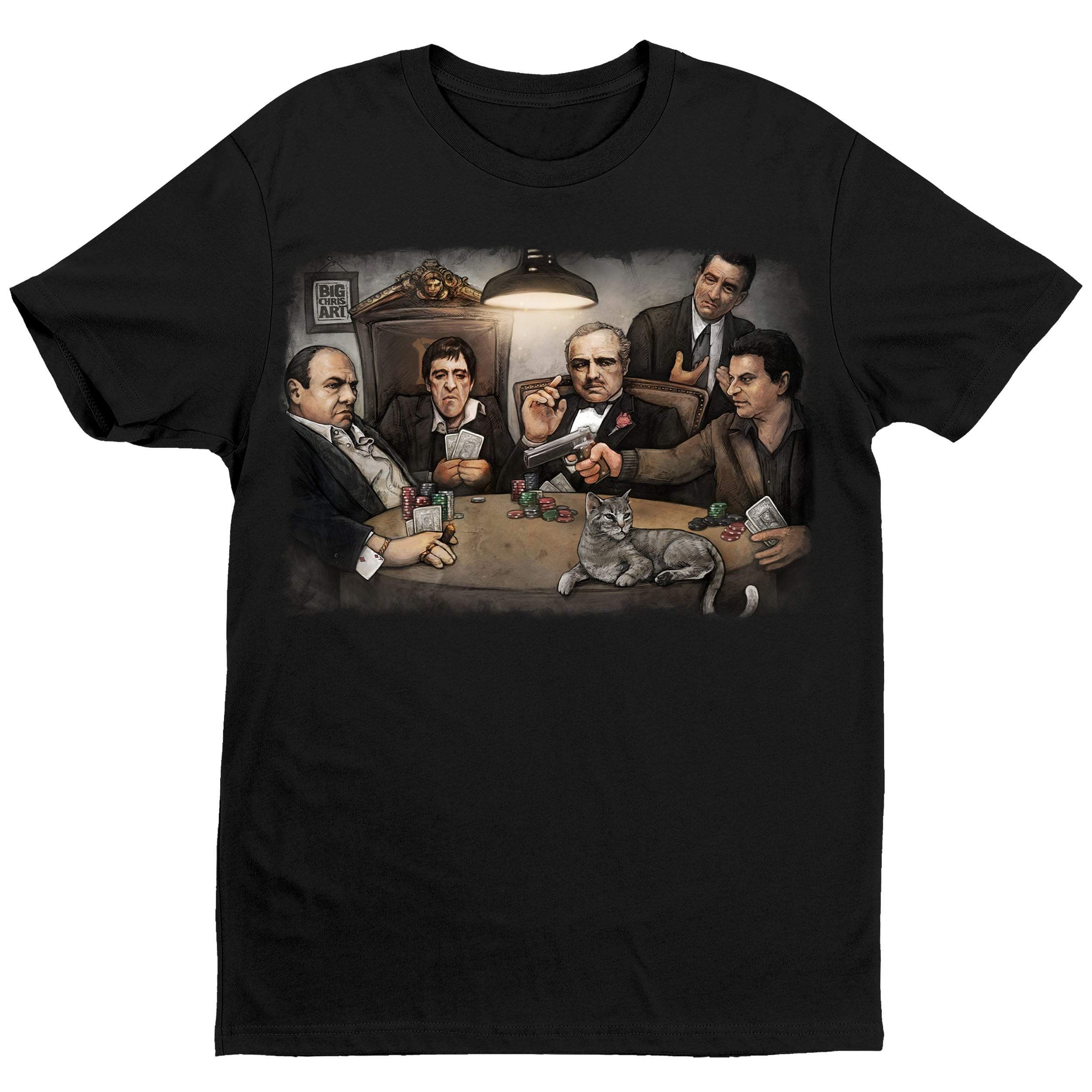 Gangsters Playing Poker T-Shirt - Black - Get Down Art