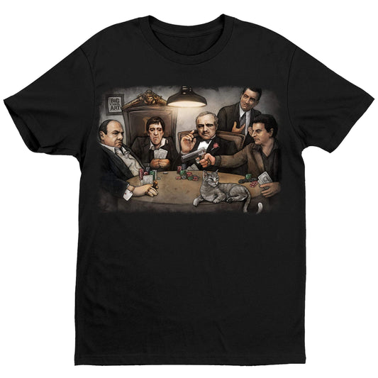 Gangsters Playing Poker T-Shirt - Black - Get Down Art