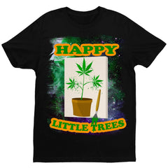 Happy Little Trees T-Shirt - Black - Get Down Art