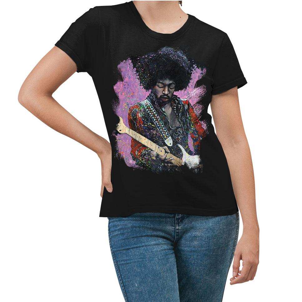 Jimi Hendrix Painted T-Shirt - Black - Get Down Art - Flyclothing LLC