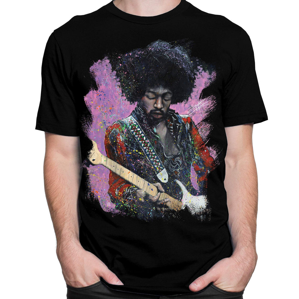 Jimi Hendrix Painted T-Shirt - Black - Get Down Art