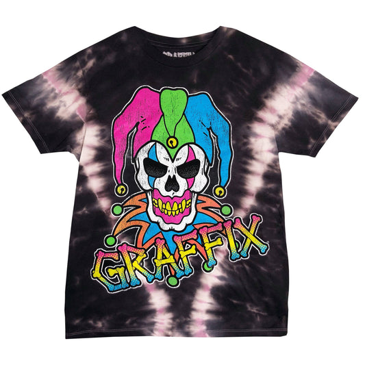 Neon Graffix T-shirt - Pink and Black Tie Dye - Get Down Art