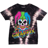 Neon Graffix T-shirt - Pink and Black Tie Dye - Get Down Art