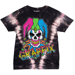 Neon Graffix T-shirt - Pink and Black Tie Dye - Get Down Art