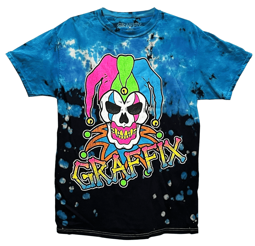 Neon Graffix T-Shirt - Blue Black Tie Dye - Get Down Art