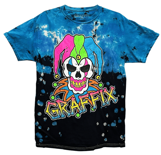 Neon Graffix T-Shirt - Blue Black Tie Dye - Get Down Art