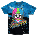 Neon Graffix T-Shirt - Blue Black Tie Dye - Get Down Art