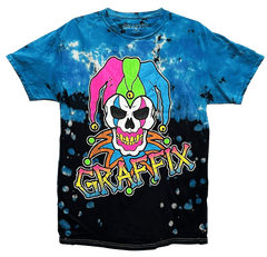 Neon Graffix T-Shirt - Blue Black Tie Dye - Get Down Art