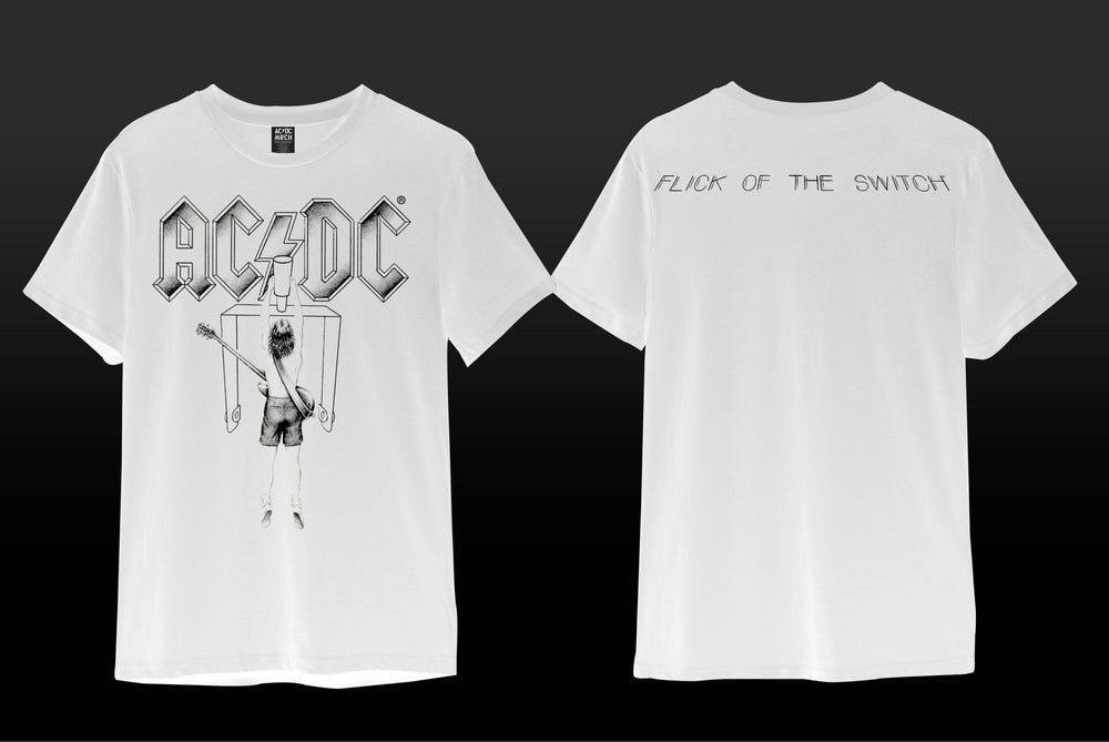 AC/DC Flick of the Switch T-Shirt - White - Get Down Art